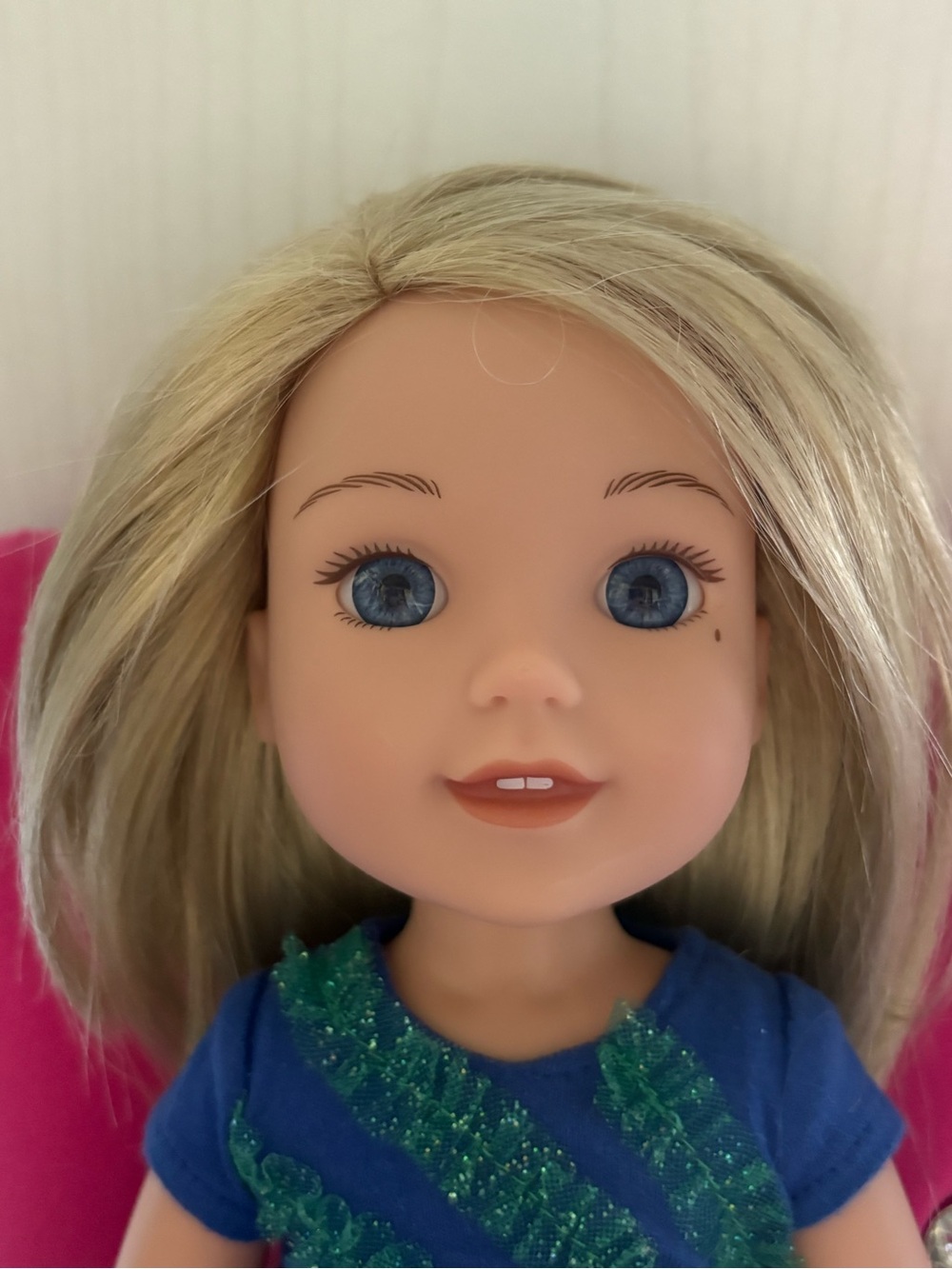 American Girl WellieWishers Camille doll wearing her signature mermaid outfit